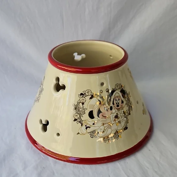 VINTAGE CERAMIC CANDLE JAR SHADE DISNEY WITH VICTORIAN MICKEY AND MINNIE - Picture 8 of 17